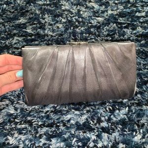 Elegant NINA Satin Silver Clutch